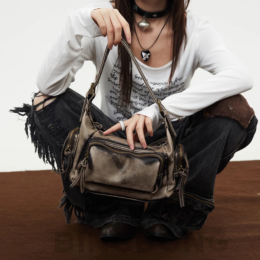 Addison Distressed Shoulder Bag - Image 3