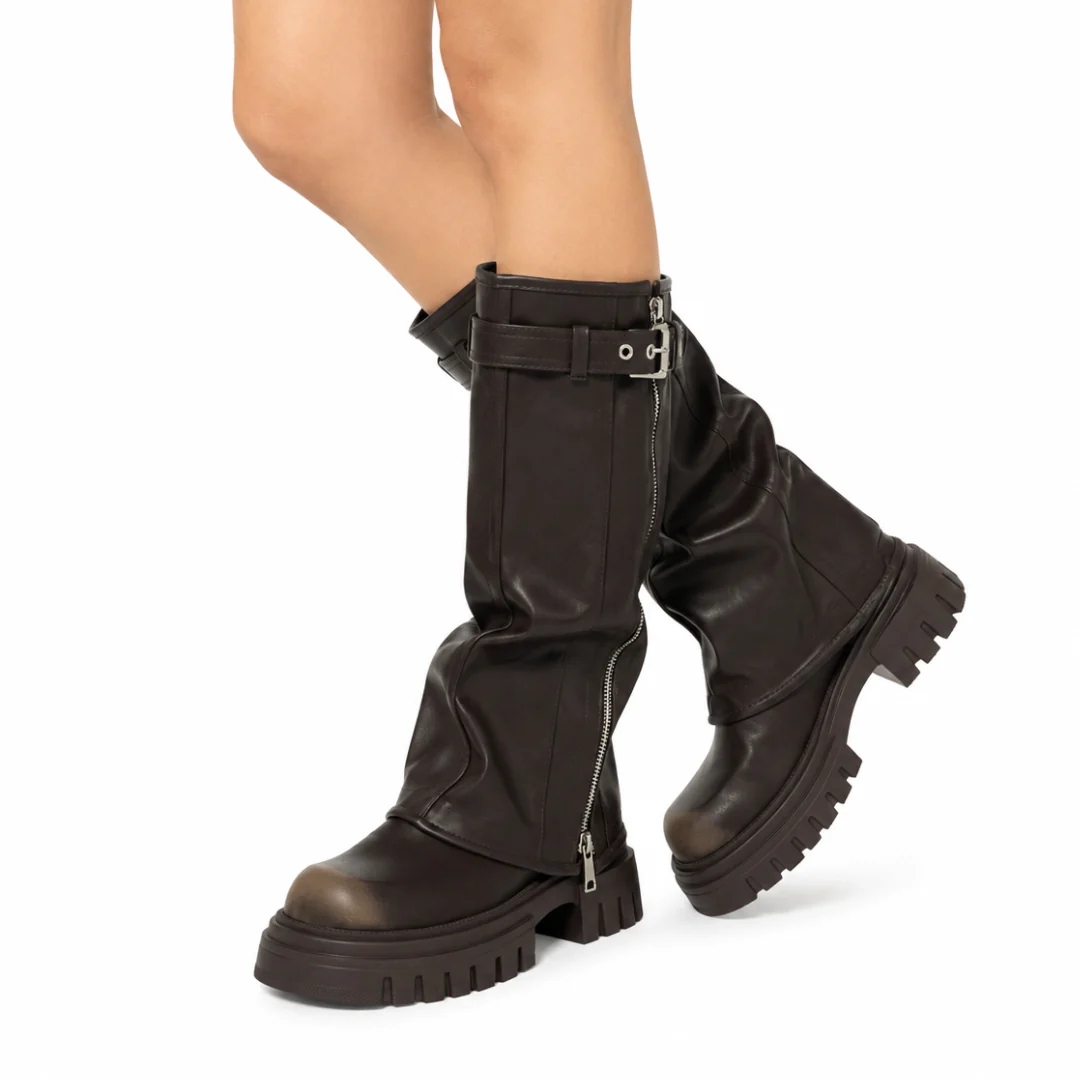 Platform Fold Over Chunky Boots - Image 6