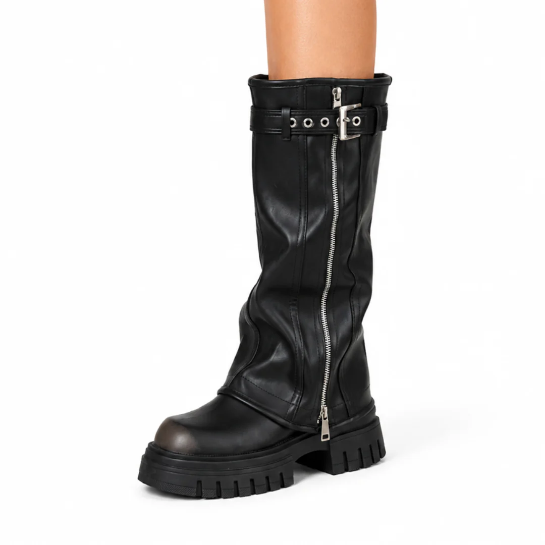 Platform Fold Over Chunky Boots - Image 7