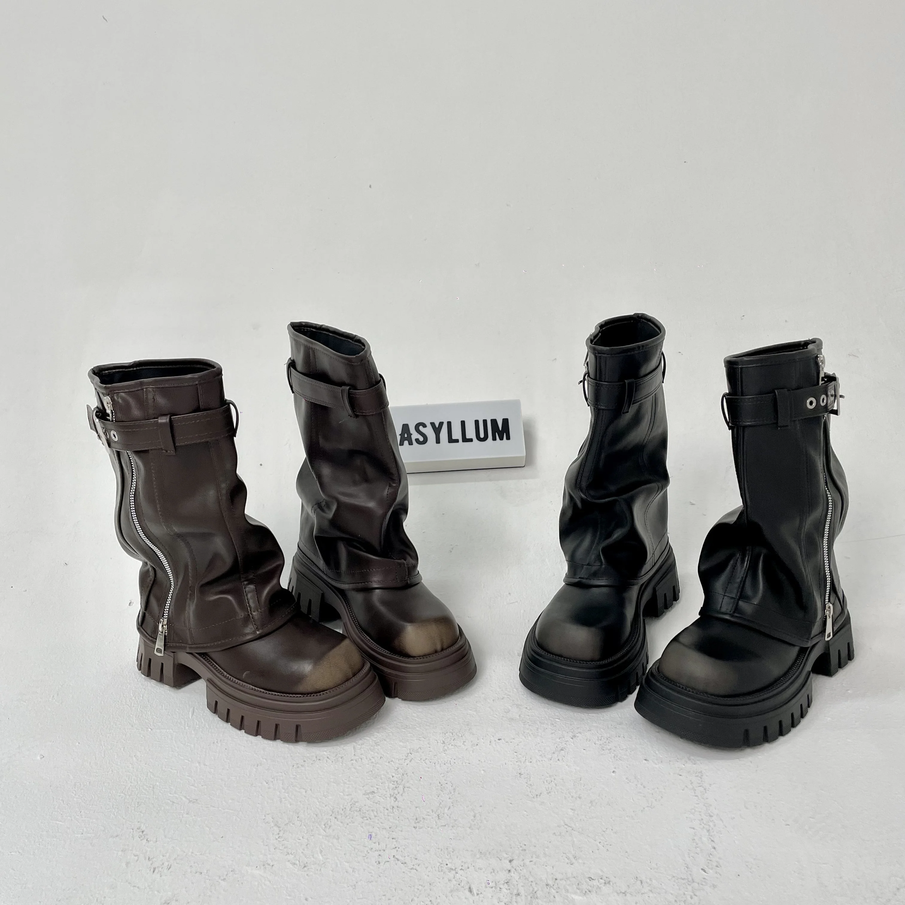 Platform Fold Over Chunky Boots - Image 11