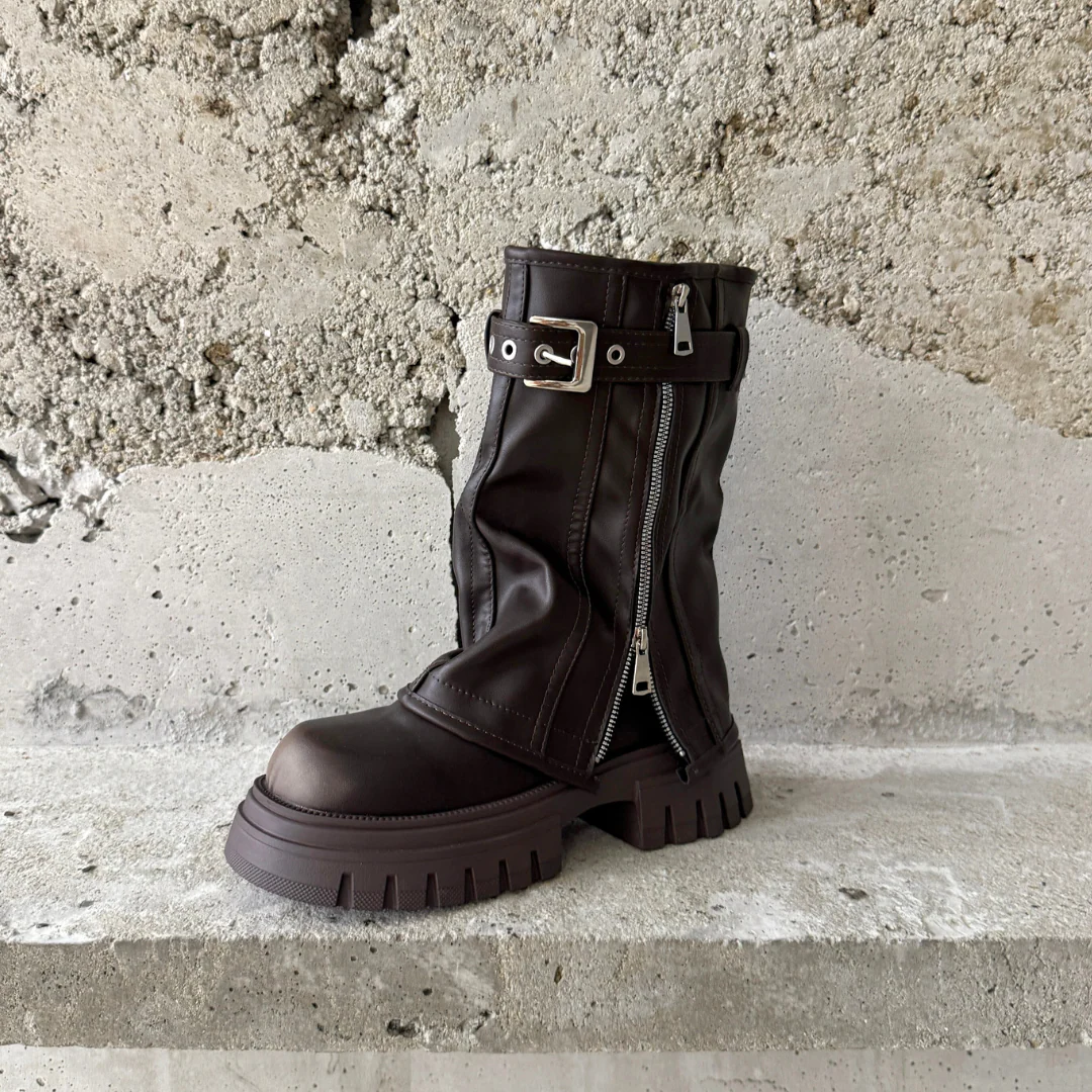 Platform Fold Over Chunky Boots - Image 5